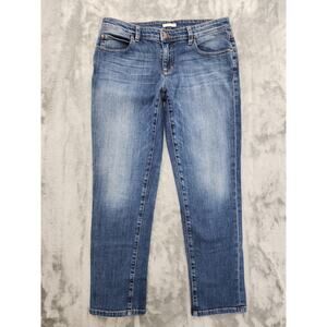 Eileen Fisher Mid Rise Slim Ankle Jeans Size 8 Blue Stretch Denim Medium Wash